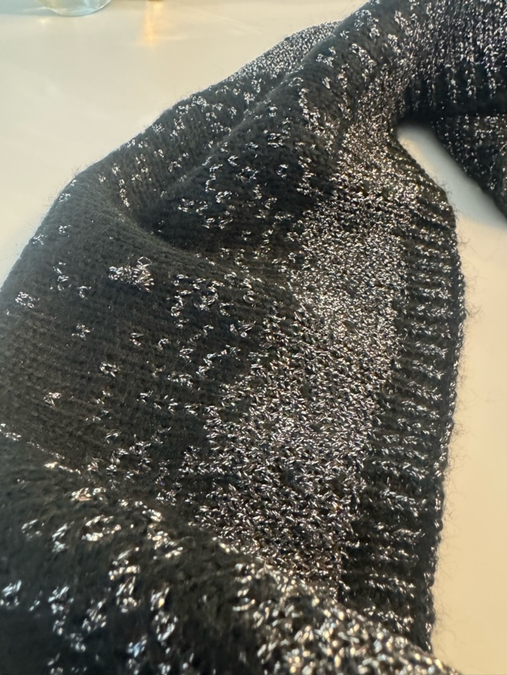 Ann Taylor Black Metallic Knit Infinity Scarf-NWT - Picture 2 of 8